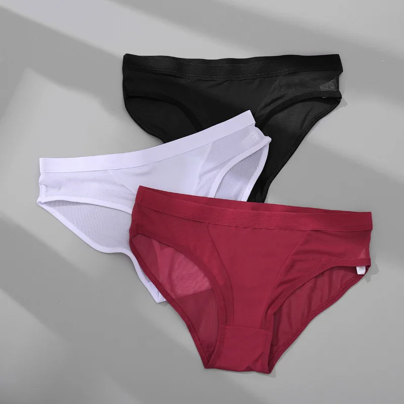 

Sexy Mesh Panties Hollow Out Briefs Female Low-Waist Transparent Underpant Underwear Women Breathable T Pants Intimates Lingerie