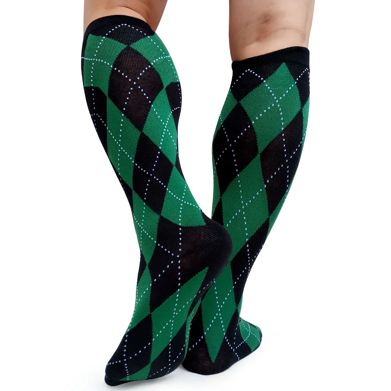 Senhores vestido formal meias xadrez joelho alto respirável masculino algodão meia mangueira meia sexy coleção masculino sox