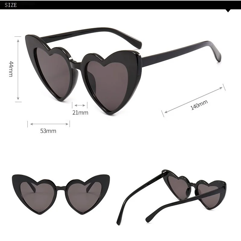 Luxury Heart Glasses Effect Women Heart Lenses Sunglasses For Women Driving Sunglass Female Pink Sun Glasses UV400 Black Eyewear