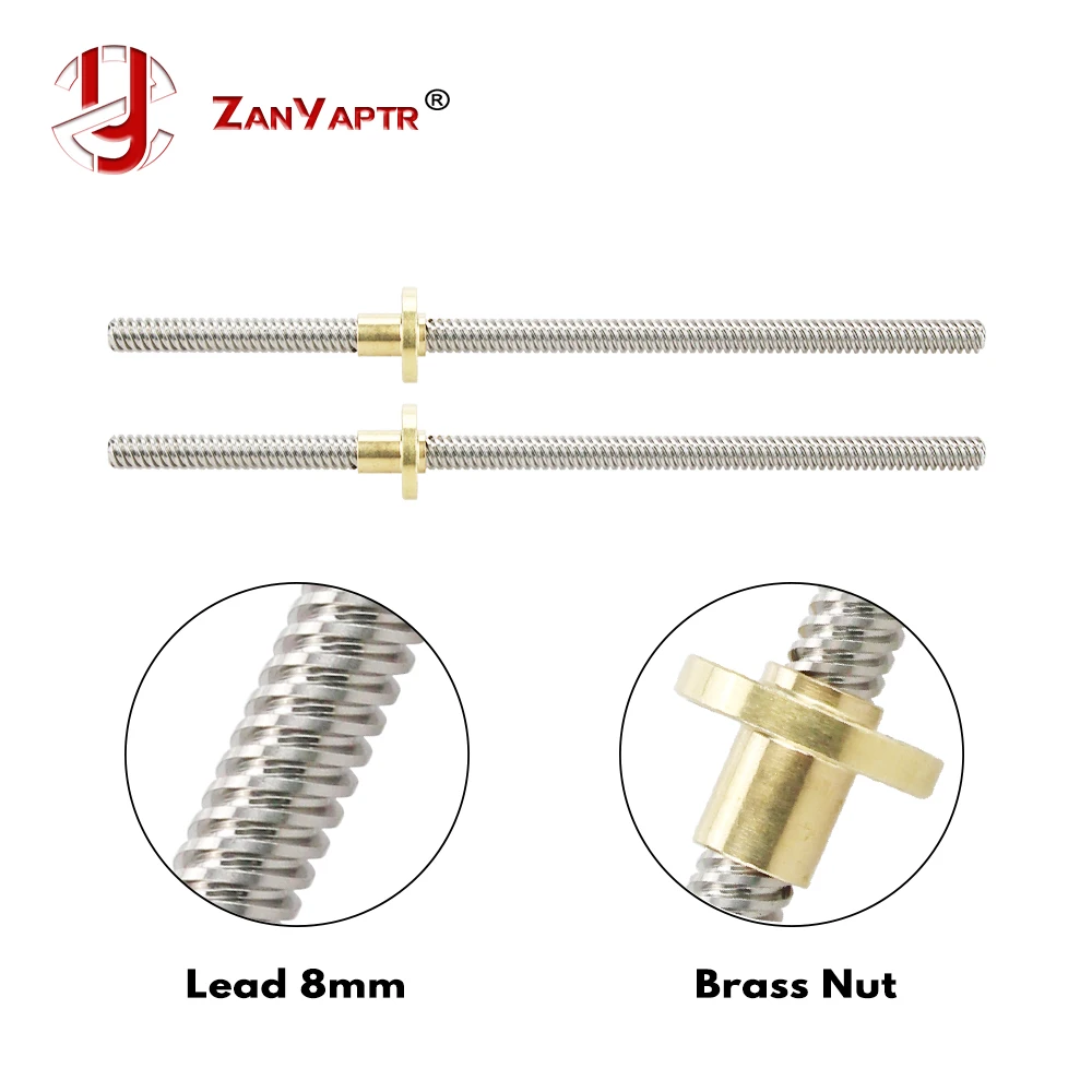 

RepRap 3D Printer CNC THSL-300-8D T-type Stepper Motor Trapezoidal Lead Screw Dia 8MM Thread 8mm Length 300mm with Copper Nut