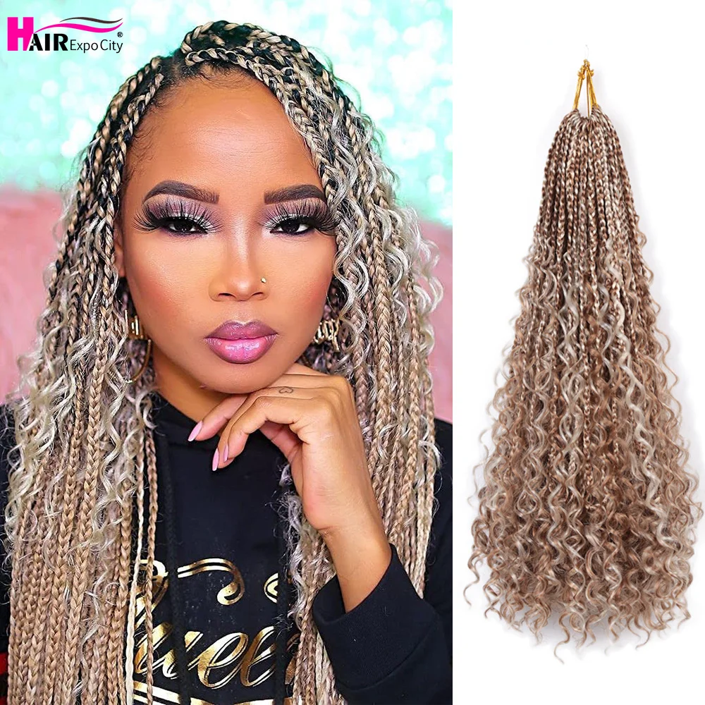 Goddess Box Braids Crochet Hair Fake Braid River Loc Bohomian Prelooped Synthetic Curly African Hair Extensions Hair Expo City