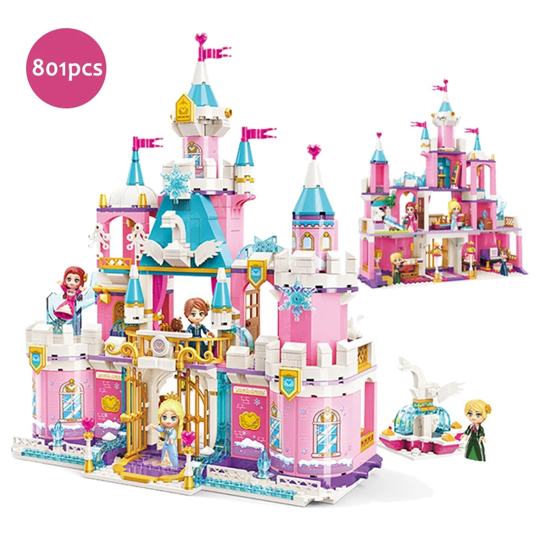 800pcs Princess Castle Building Block Bricks DIY Castle Blocks Set Girl Model Slide Brick Toys Compatible With Friends Kids Gift