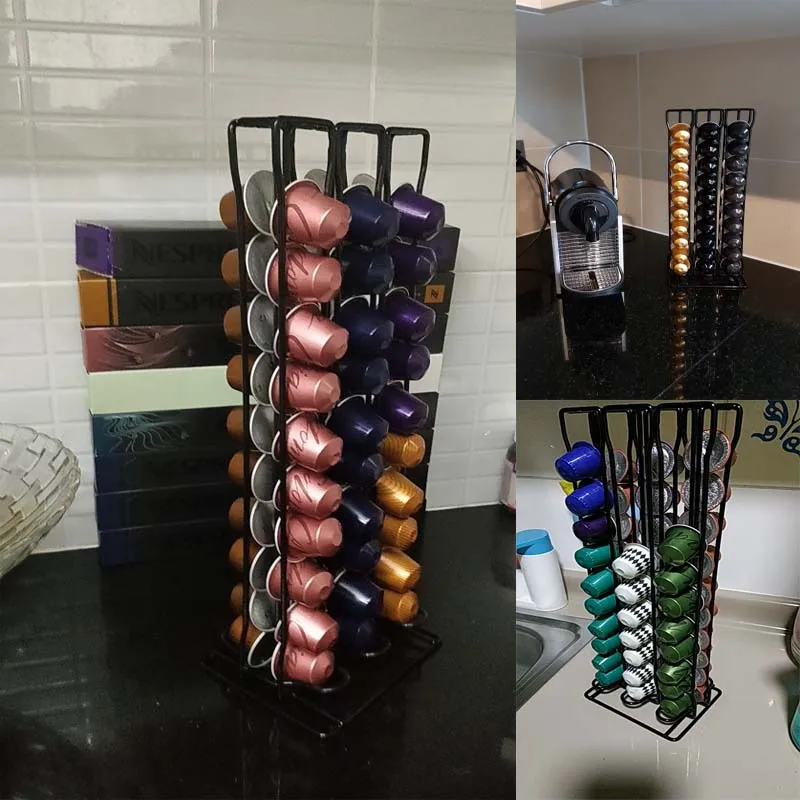 Practical Coffee Capsule Holder Coffee Tamper Coffee Pod Holder Tower Stand For 60 Nespresso Capsules Storage soporte capsulas