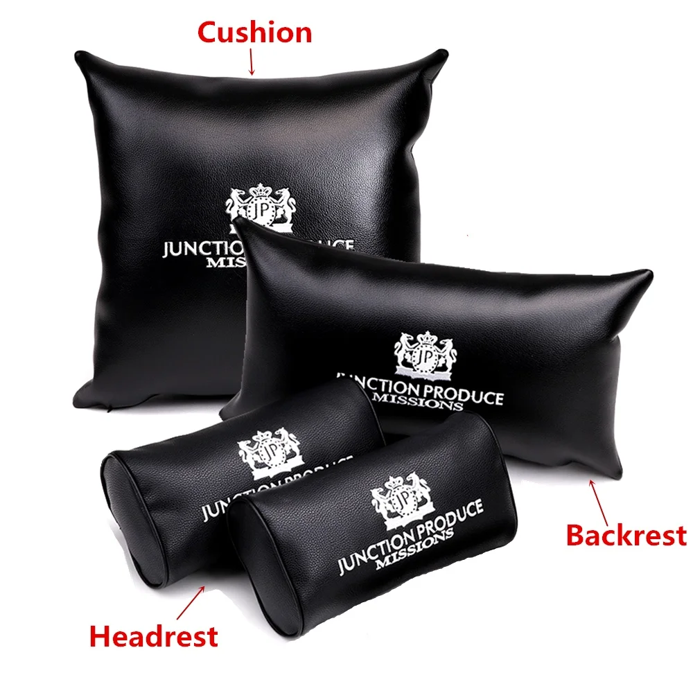 JP Pillows Junction Produce Black White Great Leather Neck Pillow Bolster Hold Throw Cushion Auto Seat Headrest Backrest