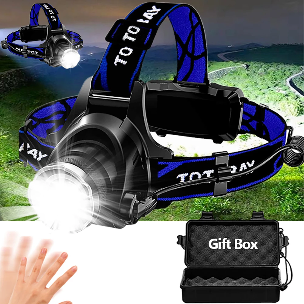 

Super Bright LED Headlamp T6/L2/V6 Zoomable Head lamp Flashlight Torch Headlight Lanterna With LED Body Motion Sensor for Camp