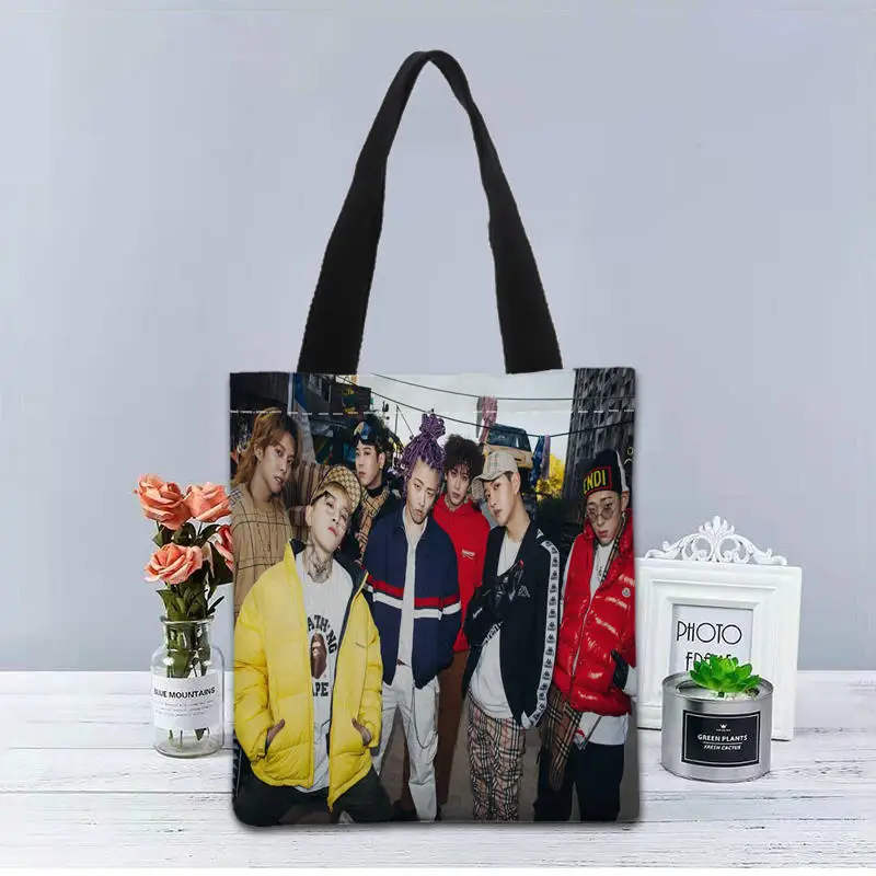 Block B KPOP Handbag Foldable Shopping Bag Reusable Eco Large Unisex Canvas Fabric Shoulder Bags Tote Grocery Cloth Pouch 0519