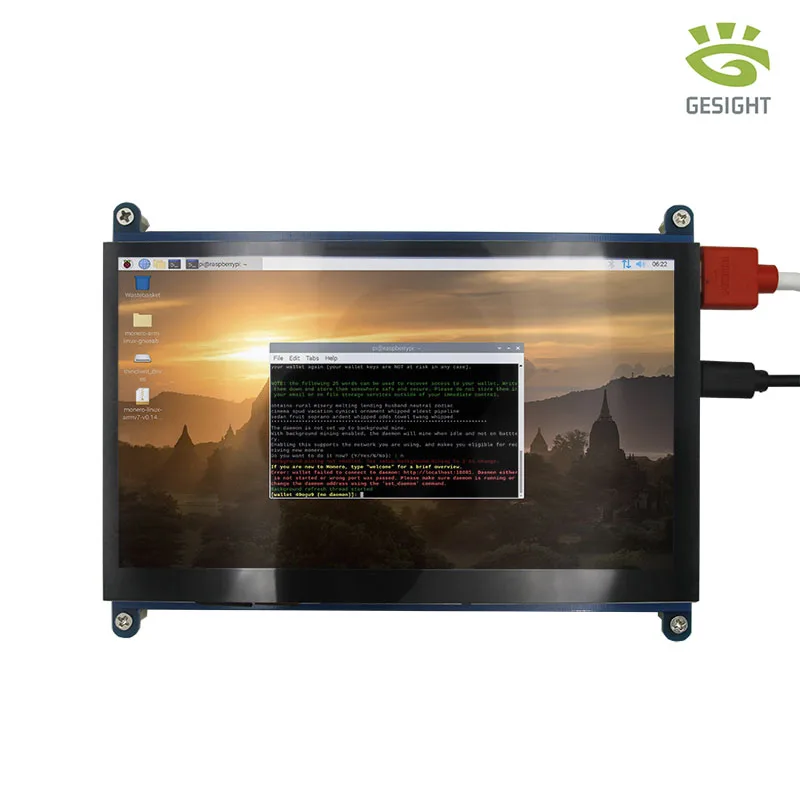 7 inch LCD 1024*600 HD  Display Raspberry Pi 3 3A 3B HDMI 5 Point Touch Sub-Screen