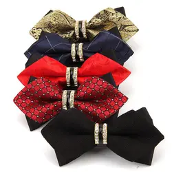 Luxury Boutique Fashion Metal Bow Ties For Men Bowtie Women Wedding Party Butterfly Bowties Gravata Slim Blue Burgundy