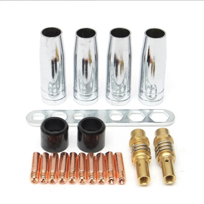 19Pcs Welding Torch Nozzle Part Kit Conical Nozzle Sleeve Rod Tool Set for Binzel 15Ak Welder Accessories