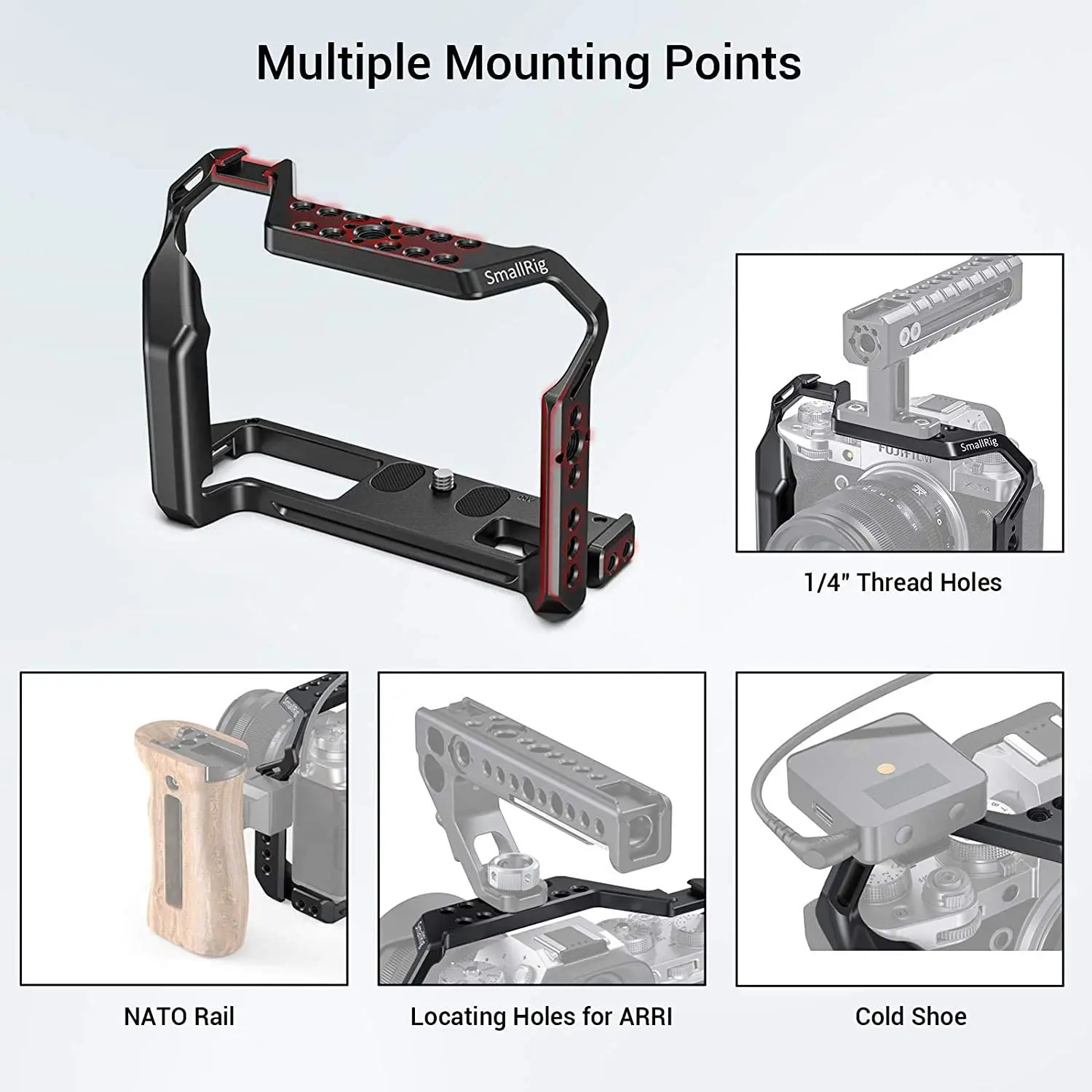 SmallRig XT4 Camera Cage Rig for FUJIFILM XT4 Camera Formfitting Full Cage W/ Shoe Mount Thread Holes Small Rig 2808