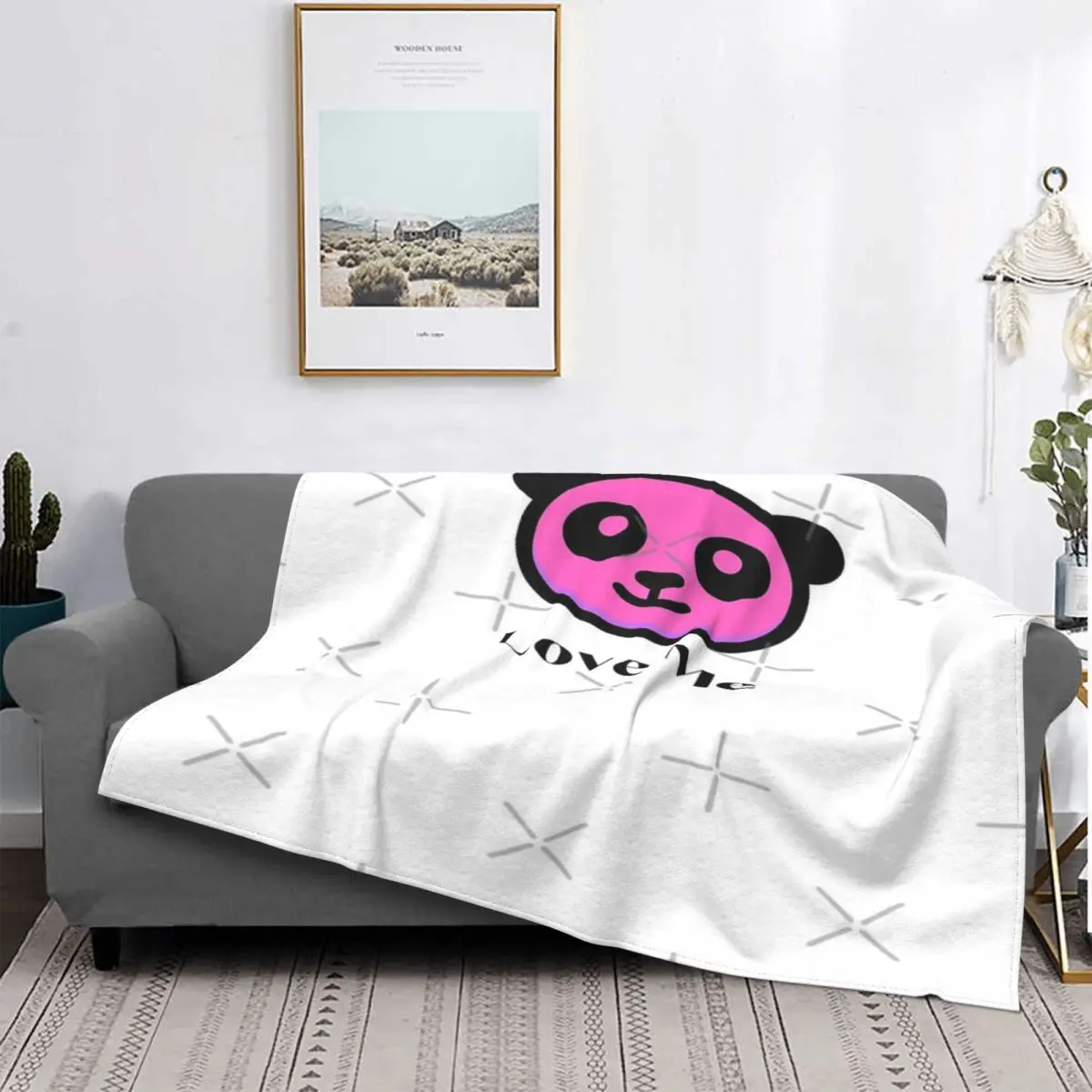 

Manta a cuadros con capucha para la cama, cobertor de playa con diseño de Panda, bonito, Love Me, amigable con los animales