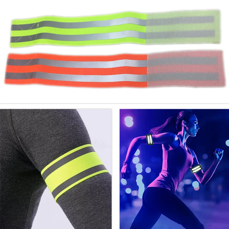 Reflective Bands Elasticated Armband Wristband Ankle Leg Straps Safety Reflector Tape Straps for Night Jogging Walking Biking