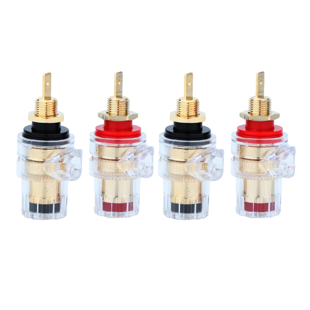 محطة ربط مكبر الصوت المطلية بالذهب مع غلاف شفاف لموصل قابس الموز