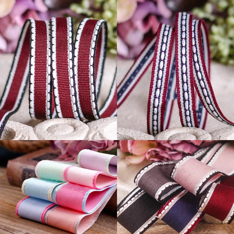 5 yards/lot Jump Point Colorful Edge Grosgrain Ribbons Diy Hair Bowknot Gift Bouquet Packaging Material Clothing Accessories