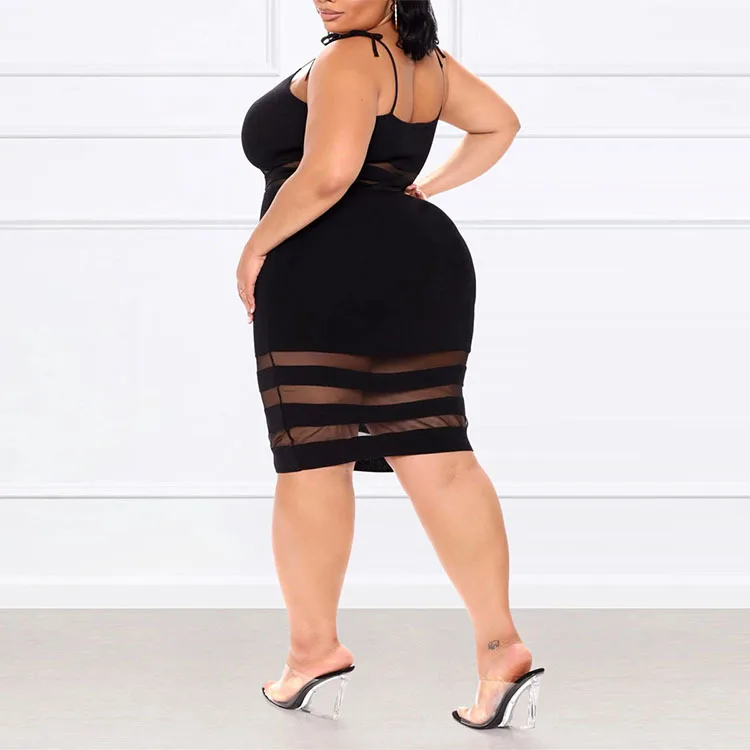 XL-5XL Plus Size women summer clothing sexy dress fashion casual black short sleeve halter club dress Wholesale Dropshipping