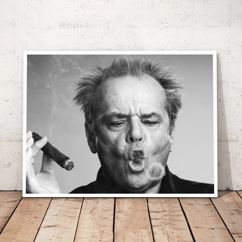 

Jack Nicholson Cigar Poster Wall Art Prints , Black and white Canvas Paintings Jack Nicholson Photo Wall Picture Art Decor