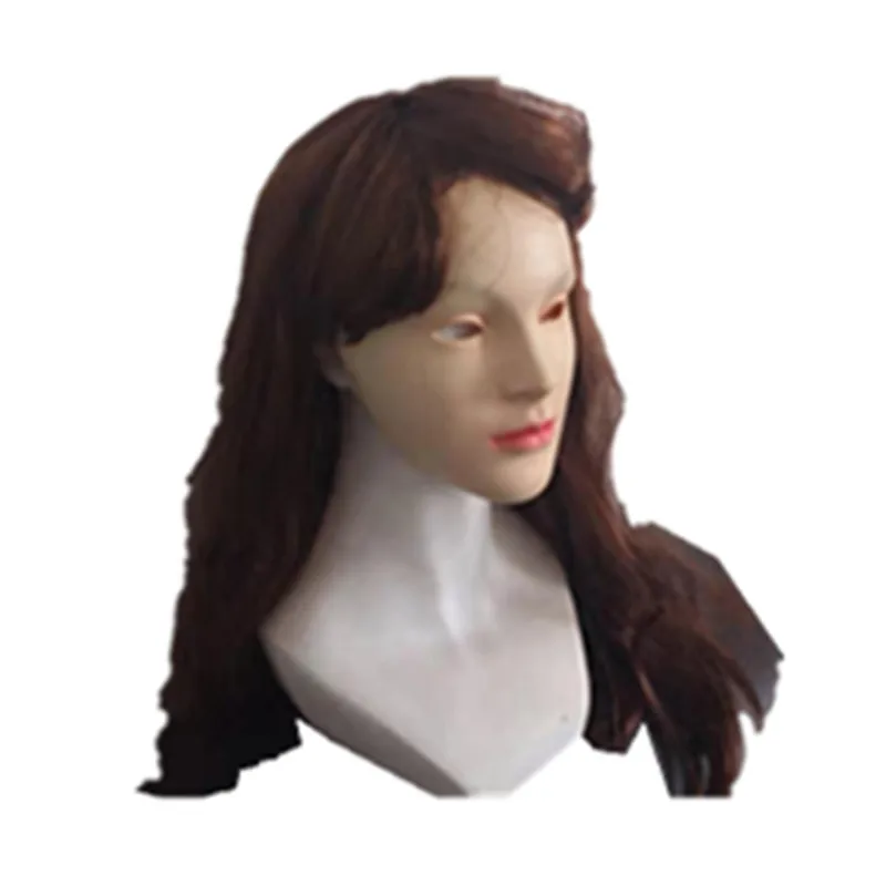 New Realistic Female Halloween Costume Cosplay Props Masquerade Party Latex Mask bald-headed beauty Sexy Girl Crossdress Masks