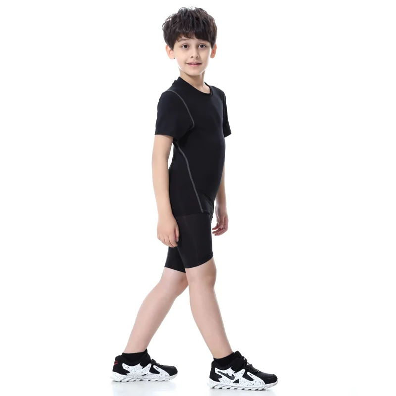 Children Kids Teens Girls Boys Running T-shirt Only Quick Dry Short Sleeves Tight Compression Sport Base Layer Tops Custom Logo