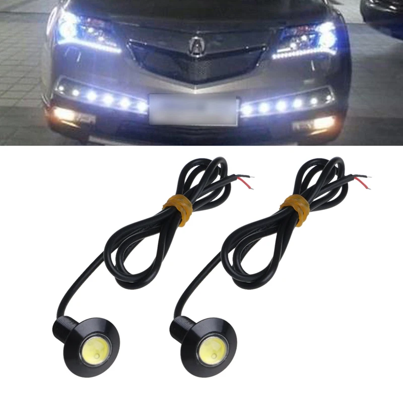 1 Pair Ultra Thin 23mm 12V Car LED DRL Daytime Running Light Eagle Eye Lamp R9CC