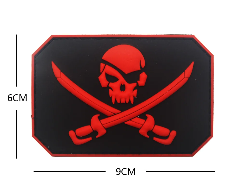 Skull Pirate PVC Patch Emblem Armband Badge Sword Freedom Military Decorative Appliques Embellishments Tactical Patches