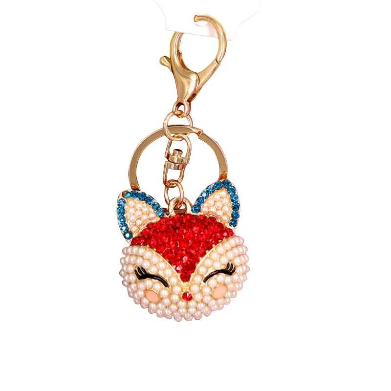 Charms alloy Crystal Faux Fox Fur Keychain Women Trinkets Suspension On Bags Car Key Chain Key ring Toy Gifts Jewelry  YS-312