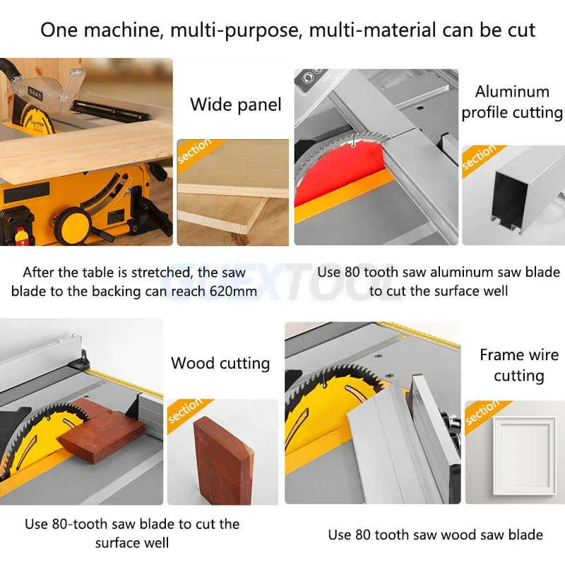 8-Inch Dust-Free Wood Cutting Machine 80 teeth Circular Saw 1500W Desktop Portable woodworking Sliding Table Saw M1H-ZP3-210