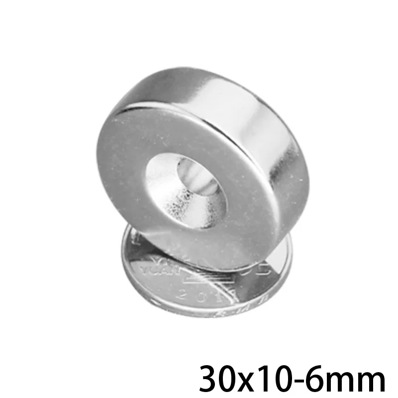 1~10PCSpcs 30x10-6 Disc Powerful Magnets 30*10 Hole 6mm Permanent Round Countersunk Neodymium Magnetic Magnet 30X10-6mm 30*10-6