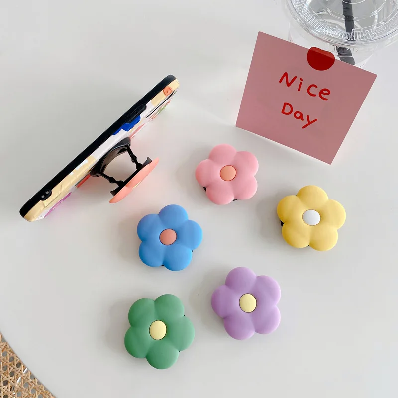 3D Lovely Flower Holder Stand Soft Phone Case for iphone Cute Bracket For Samsung Xiaomi Case For Huawei Silicone holder