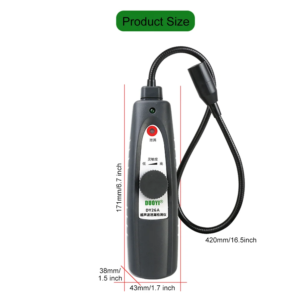 Acheheng DY26A Ultrasonic Leak Detector Tool Transmitter Sealing Flaw Stethoscope Gas Water Leak Pressure Vacuum Probes Location