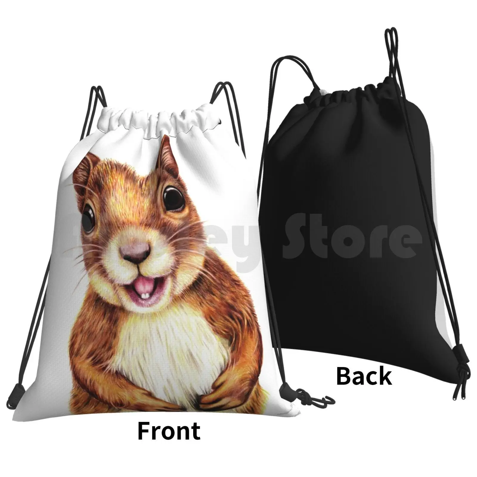 Seamus The Squirrel Says Hello Backpack Drawstring Bag Riding Climbing Gym Bag  Squirrel Rodent Wild Animal Cute Portrait