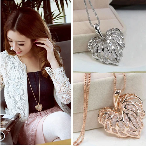 Women Fashion Hollow Heart Bib Statement Long Sweater Chain Necklace Jewelry Necklace for Women Women\'s Neck Chain