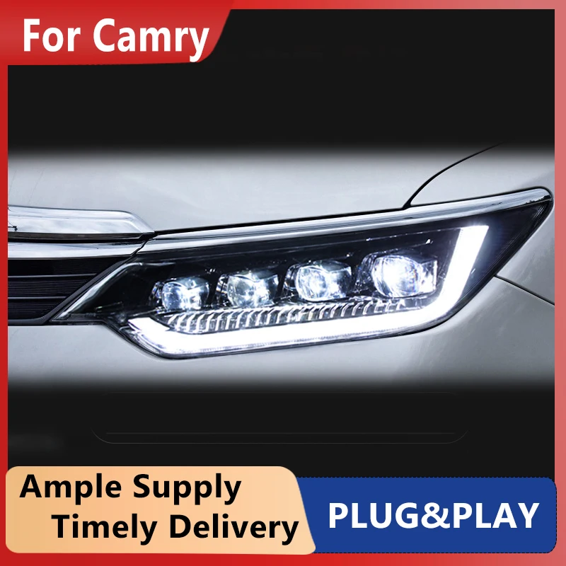 2 PCS Car Goods For Toyota Camry 2015 2016 2017 Head lamp LED Headlight LED Dual Projector