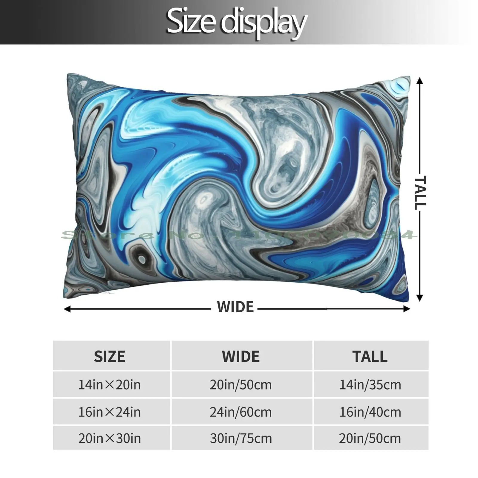 Blue And Grey Blend Pillow Case 20x30 50*75 Sofa Bedroom Blue Grey Pattern Gray Blend Distorted Abstract Contemporary Chaos