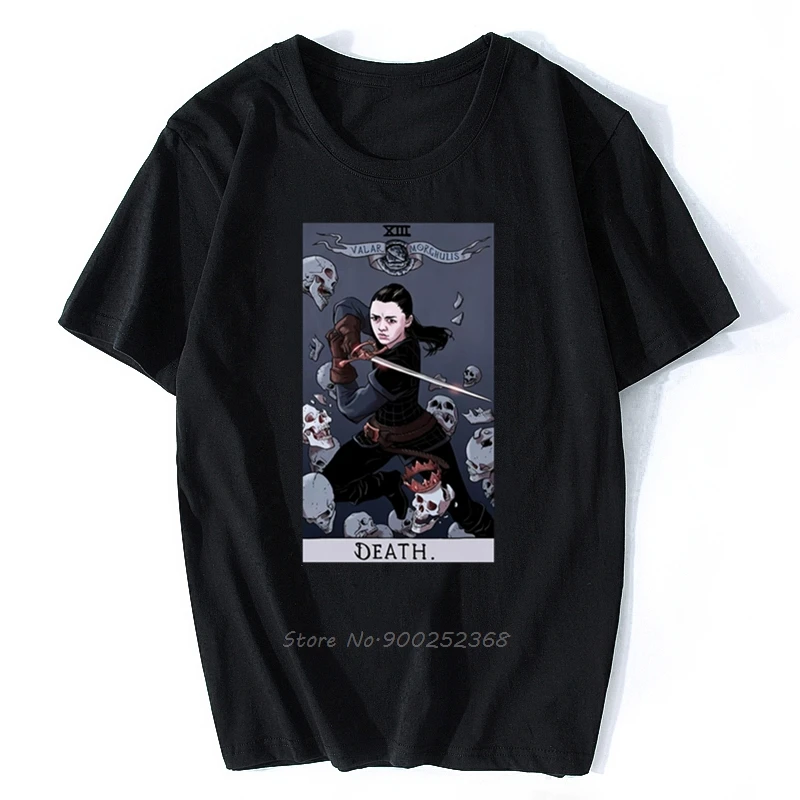 Arya Stark Got T-Shirt Tarot Card Death Valar Morghulis TShirt Summer Men Cotton T-shirt Hip Hop Tees Harajuku Streetwear