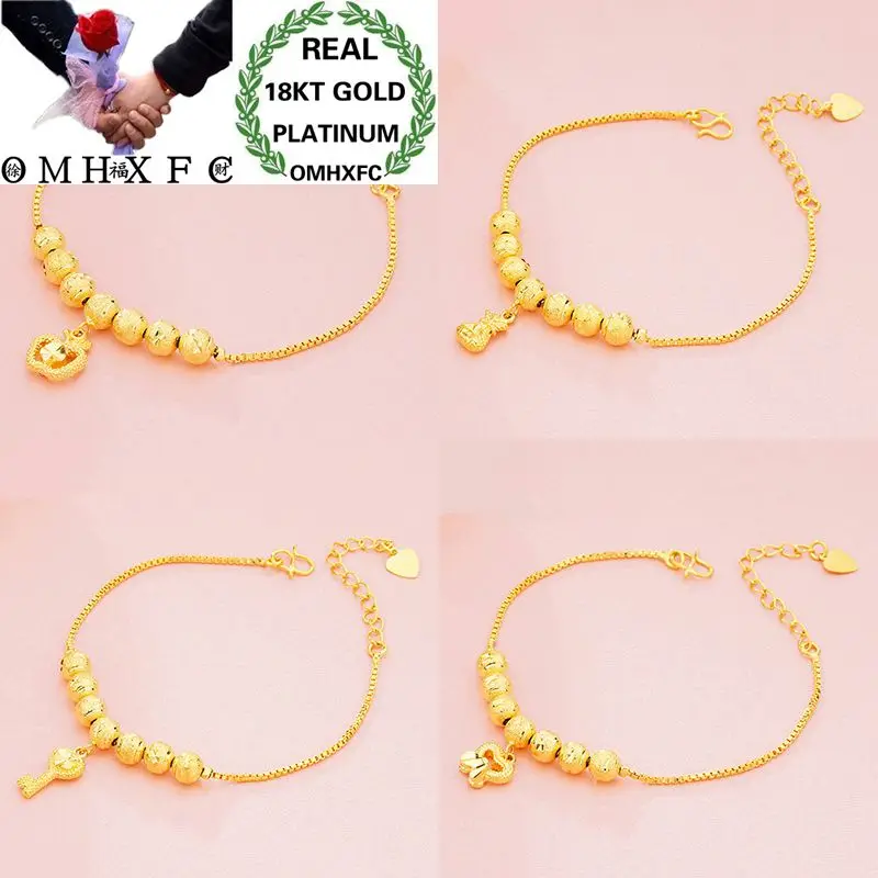 OMHXFC Wholesale European Fashion Woman Female Party Wedding Gift Lucky Beads Key Purse Pendant 18KT Gold Bracelets BE180