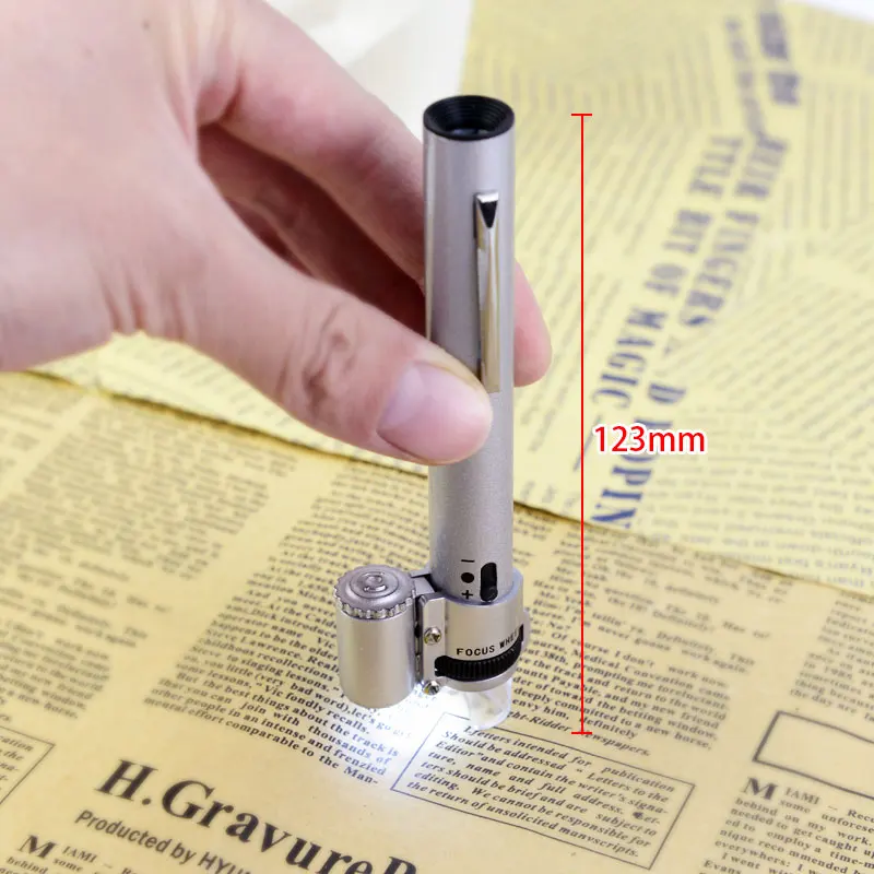 Magnification 100x Focus Ajustable Pocket Microscope Portable Lighting Jewelry Magnifier Magnifying Glass with Led Lights Loupe