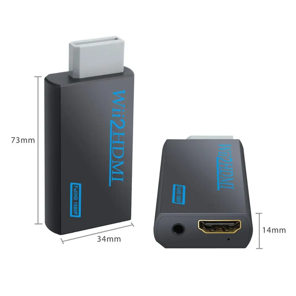 LiNKFOR-Adaptador convertidor compatible con HDMI para Wii a HDMI, dispositivo con escalas de Audio de 3,5mm, señal de Wii a HDTV de 720p y 1080p para Nintendo Wii