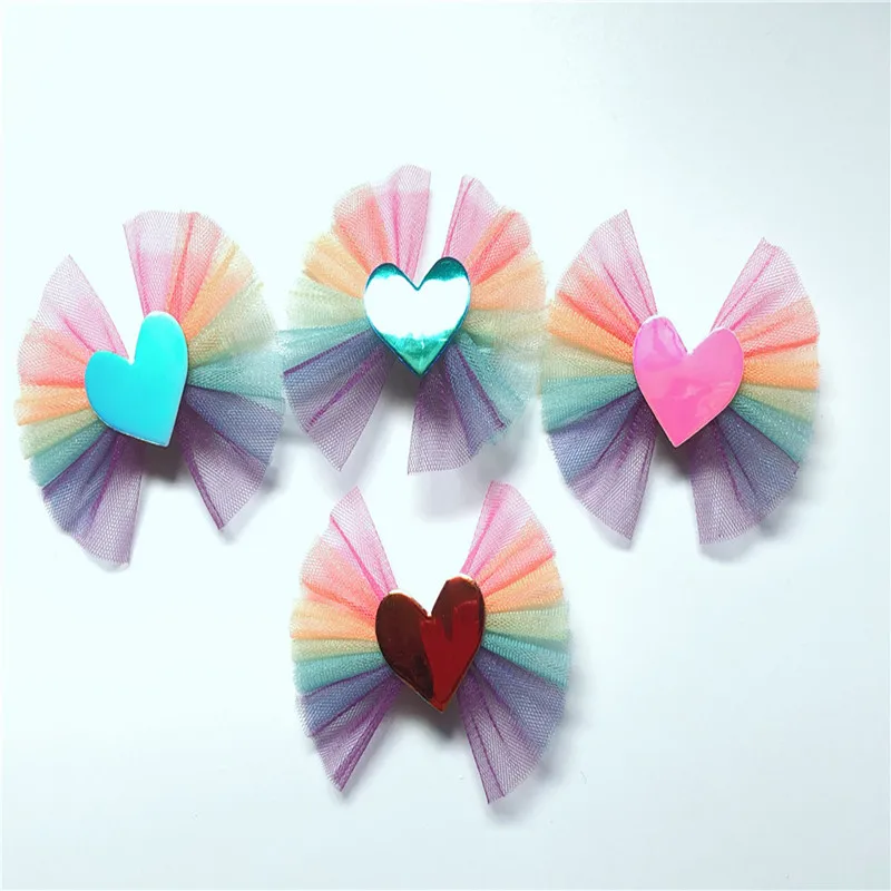 

Boutique ins 12pcs Fashion Cute Glossy Laser Love Bowknot Hairpins Gradient Rainbow Bow Hair Clips Princess Hair Accessories