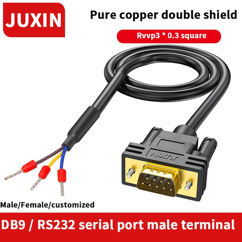 DB9 serial port cable single male and female RS232 connection cable 485 wire 38 pin 9-pin COM port 235 terminal wire 3-core