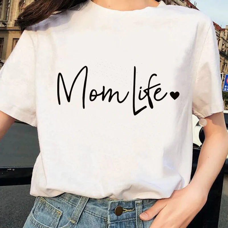 Summer Harajuku women T-Shirt Top Casual Short Sleeve Mother's Day  Super Mom Life  Women Plus Size