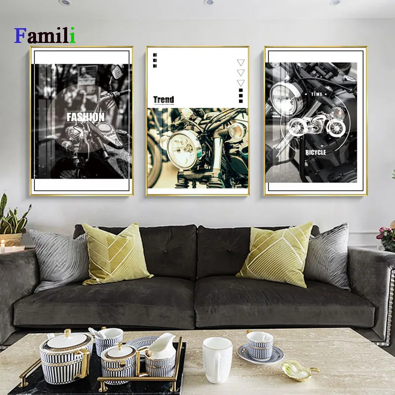 

Living Room HD Printed Modular Canvas Posters Vintage Motorcycle Framework Wall Art Painting Home Decoration Pictures