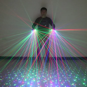Gypsophila RGB Laser Handschuhe Enthalten 2 Grün 1 Rot 1 Blau Laser-Finger Für LED Roboter Kostüm Bar Partei bühne Zeigen