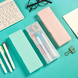 JIANWU 1 Pcs Simple PP Pencil Cases Kawaii Large Capacity Eraser Pencil Storage Box Desktop Stationery Organizer School Supplies