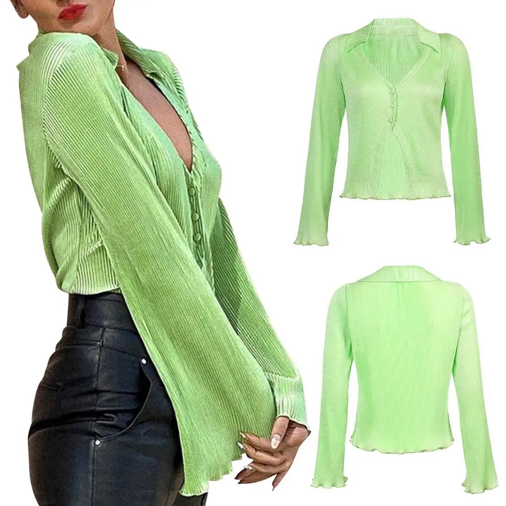 V Neck Blouse - Crop Top Long Sleeve - Women Sexy Tops - Women Long Sleeve V Neck Top Blouses Casual Sexy Cut Out Flare  Sleeves