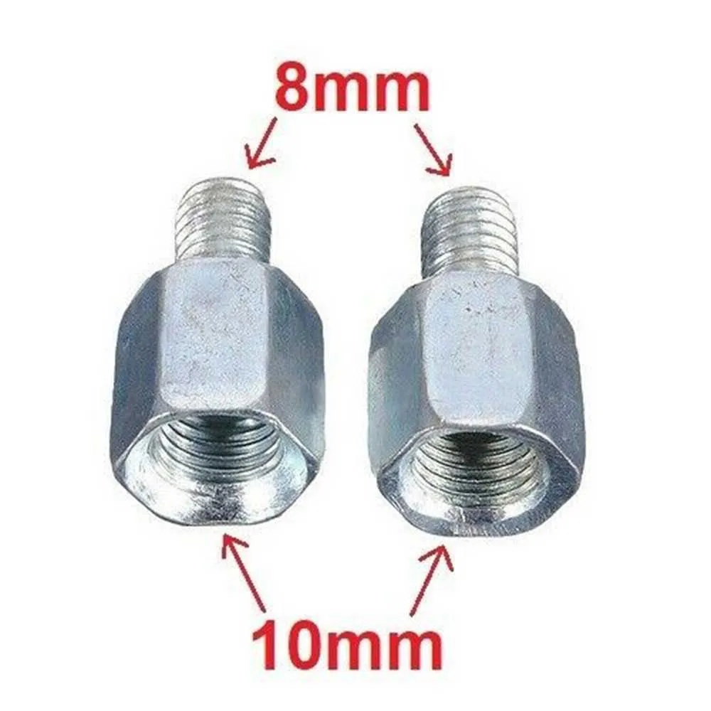 2 pçs motocicleta scooter no sentido horário threaded10mm feminino no sentido horário para 8mm masculino espelho no sentido horário adaptadores