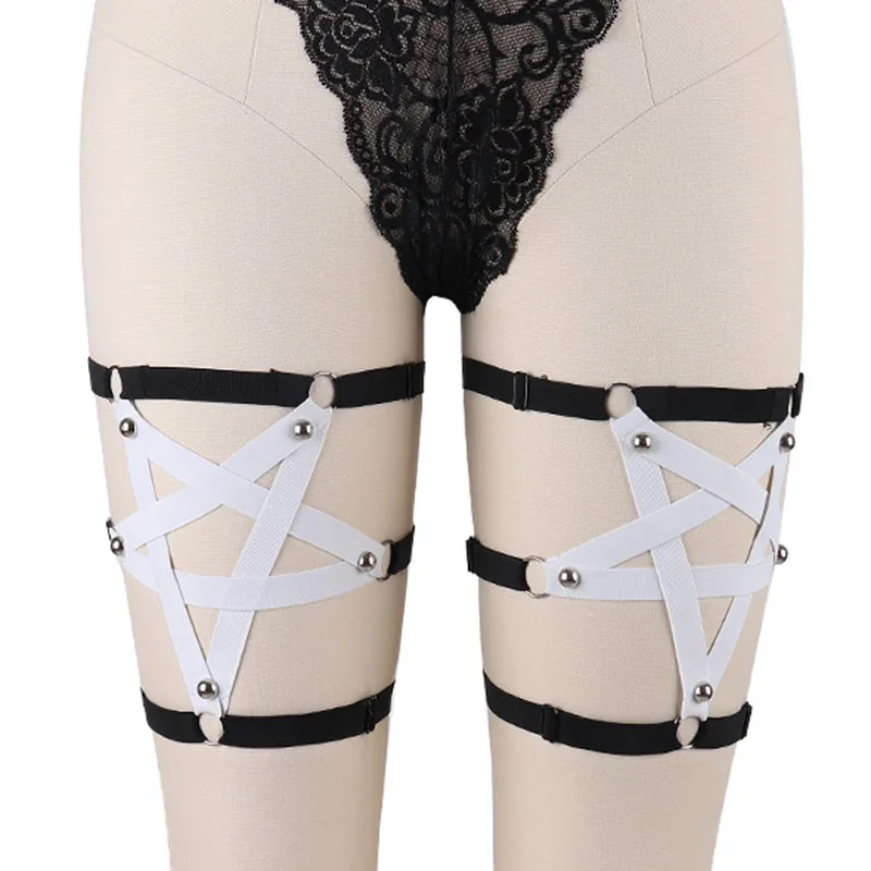 Imbracatura Lingerie Per Le Donne Pentagram Giarrettiera Della Cinghia Goth Giarrettiera Elastica Regolare La Cinghia di Halloween Festival di Danza Rave Wear