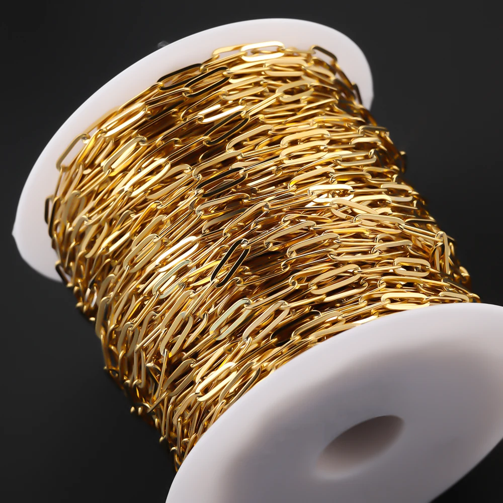 1 Meter Edelstahl-Flachkette, ovale Gliederkette, DIY-Geldbörsenkette, Halskette, Schmuckherstellung, Bastelzubehör – Detail 4