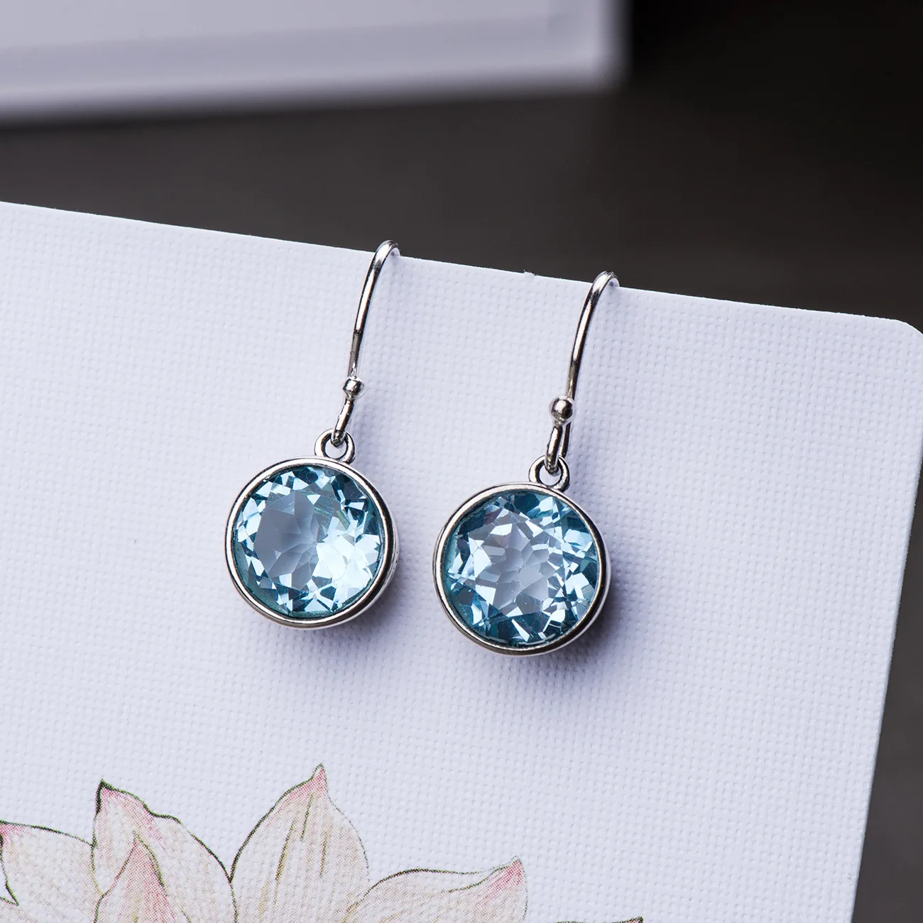 925 Sterling Silver  New Blue Crystal AAA Zircon Earrings for Women Lady Friends Gift Prevent Allergy Simple Trendy Long Earring