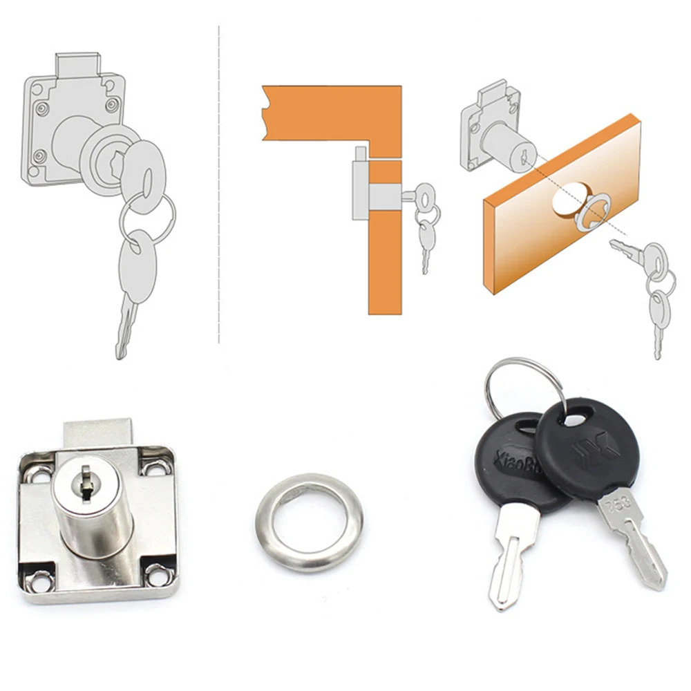Anti-Theft Security Lock Box, Lock Core, Desk Drawer, Armário de Guarda-Roupa, Ferro Cam Locks, Hardware Móveis, 136C, 20mm