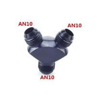 Universal 3-Way Y-Block Fitting Adapter AN6/AN10 6-AN/10-AN Male to 2X AN6/AN10 6-AN/10-AN Male BLACK